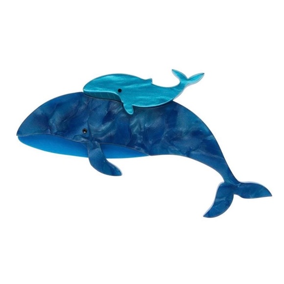 Erstwilder Benevolent Behemoths Blue Whale Acrylic Brooch Pin - Picture 4 of 4